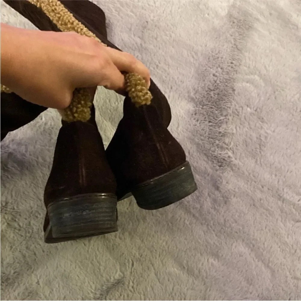 Stuart Weitzman Brown Knee-High Women's suede shearling Boots, US9,5
